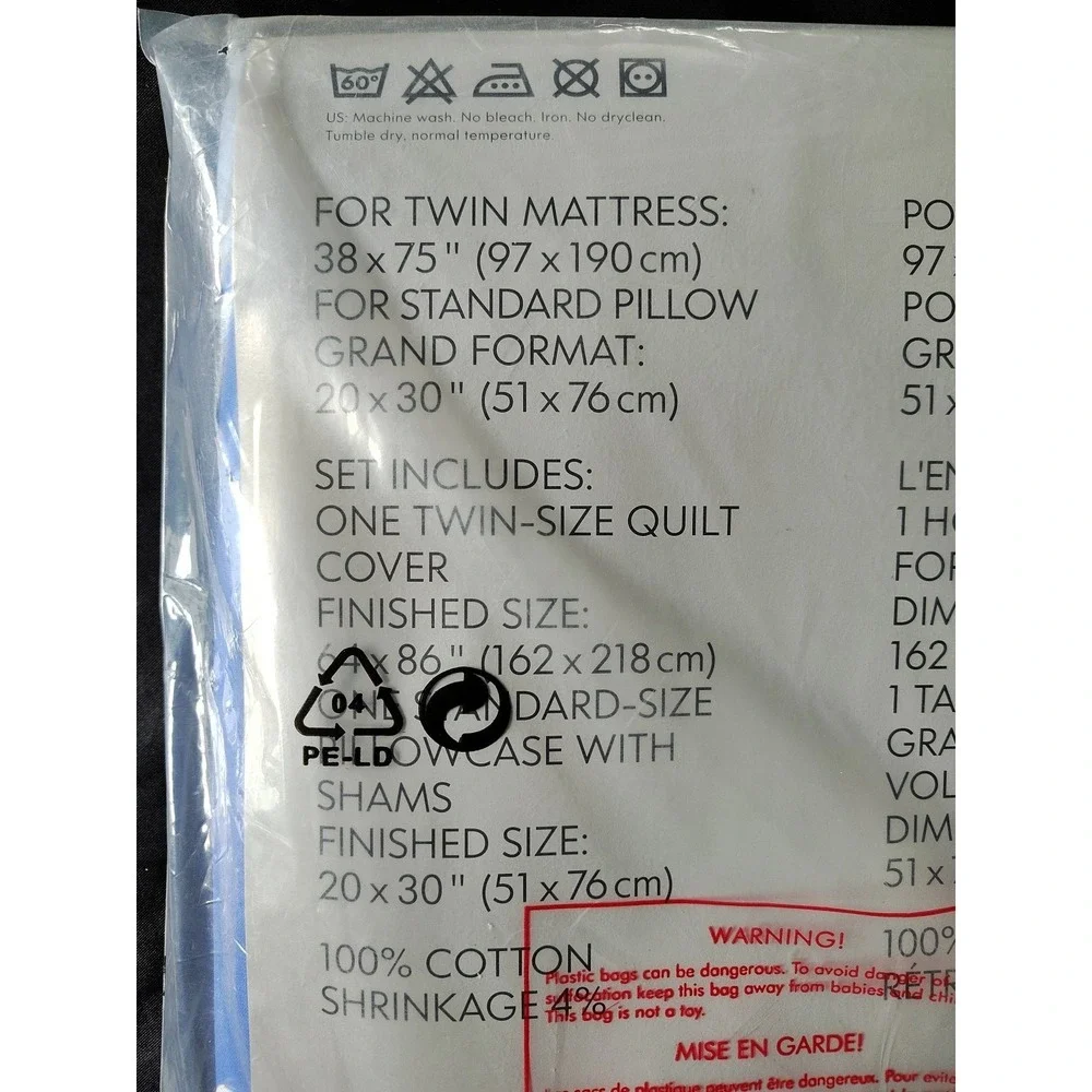 Ikea Twin Duvet Cover Pillowcase Set Dragonfly Clouds Kryp Slanda Lena Hakansson